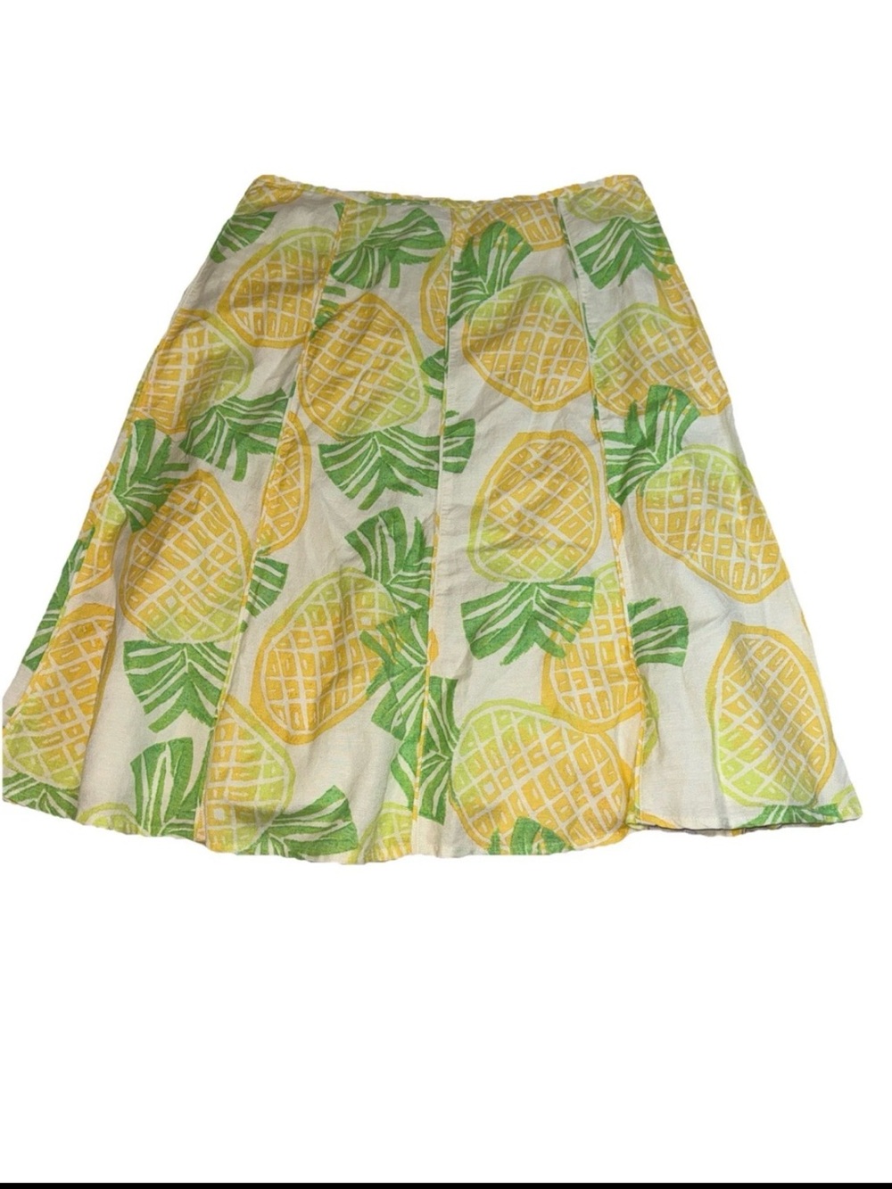 NWT Sigrid Olsen Lemon Zest Skirt 12 White Green Linen Blend